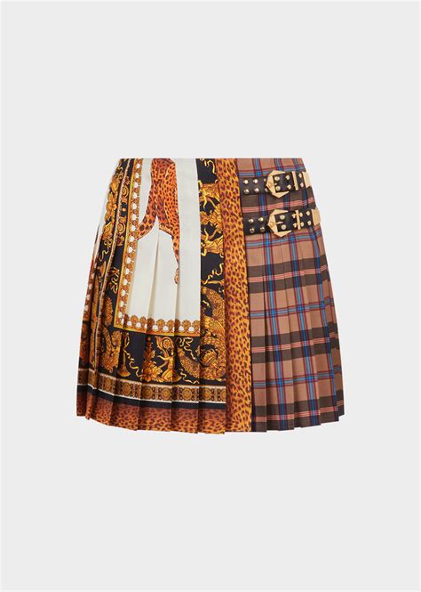 versace plaid mini skirt|Shop Versace Printed Plaid Silk Mini Skirt .